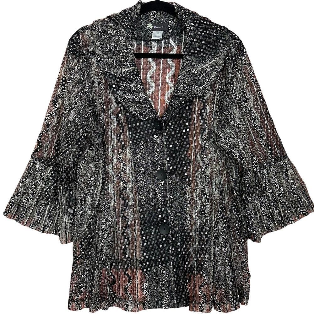 Damee Inc Geometric Animal print Mesh Jacket Cardigan Wearable Art to Wear Large